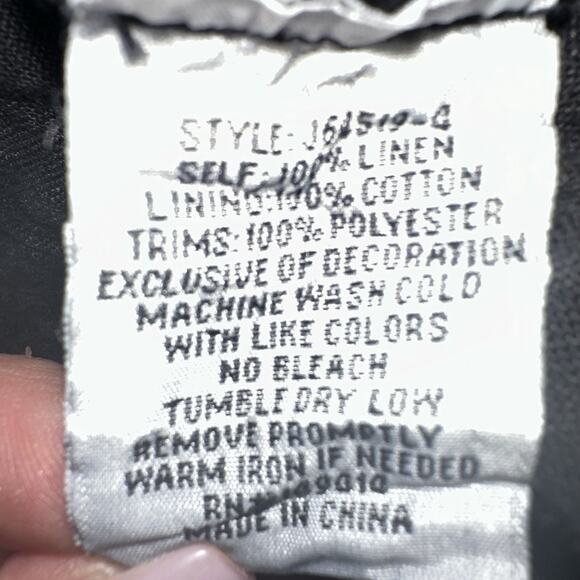 Johnny Was JW Los Angeles Linen Pants Embroidered Wide Leg Cropped Black Boho S - Picture 7 of 7